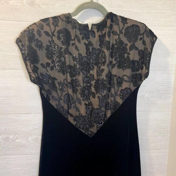 Jeffrey & Dara Womens Black Scoop Neck Cap Sleeve Beads Embellished Velvet dress - Picture 4 of 6